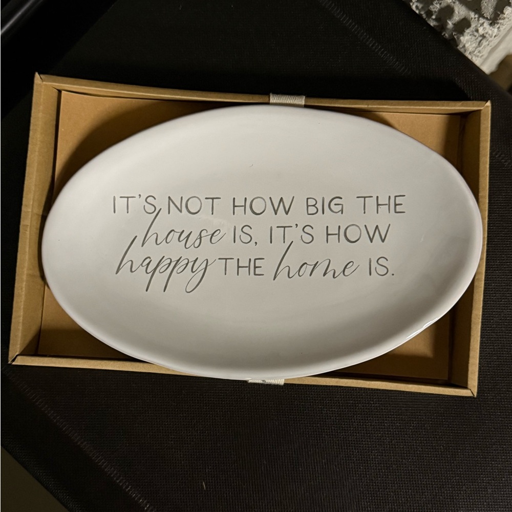 Mud Pie White and Gray Inspirational Serveware Platter